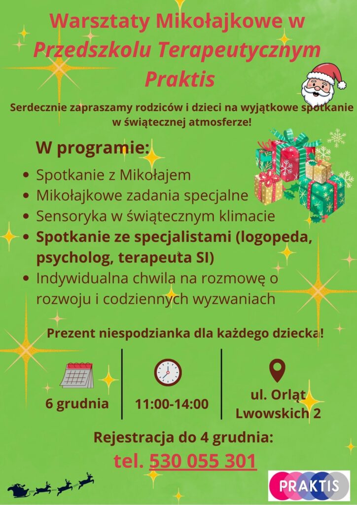Warsztaty Mikołajkowe w Przedszkolu Terapeutycznym PRAKTIS